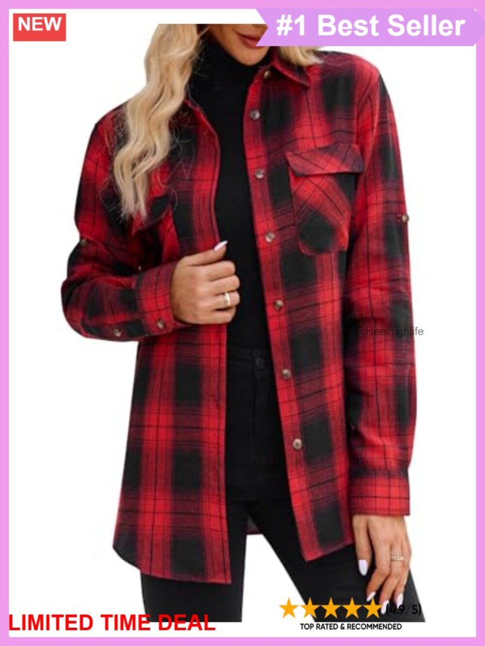 Plaid Flannel Shirt Women Long Sleeve Button Down Oversized Top